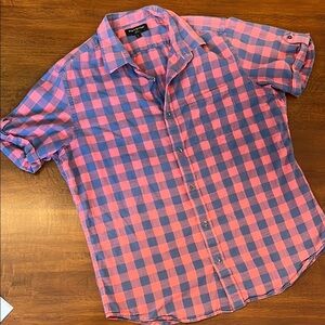 Men's Banana Republic Red and Blue Checkered Shirt